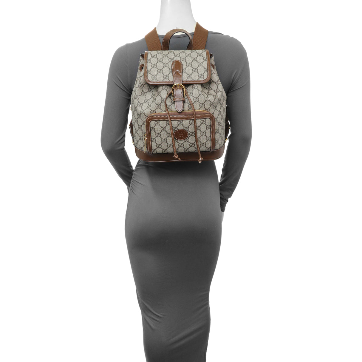 Gucci GG Supreme Monogram Azalea Calfskin Retro Interlocking G Buckle Backpack Handbags Gucci