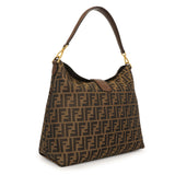 Fendi Tobacco Zucca Vitello Artic Small Clasp Top Hobo Bag