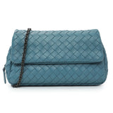 Bottega Veneta Blue Intrecciato Nappa Expandable Chain Crossbody Bag Intrecciato Nappa Handbags Bottega Veneta