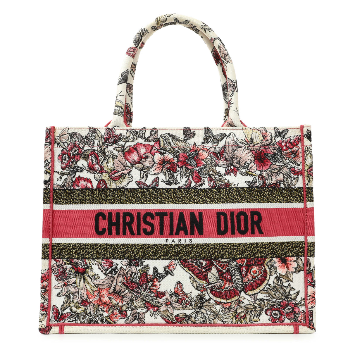 Christian Dior Butterfly Print Embroidered Medium Book Tote Handbags Christian Dior