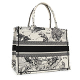 Christian Dior Latte and Black Canvas Embroidered Zodiac Toile de Jouy Medium Book Tote
