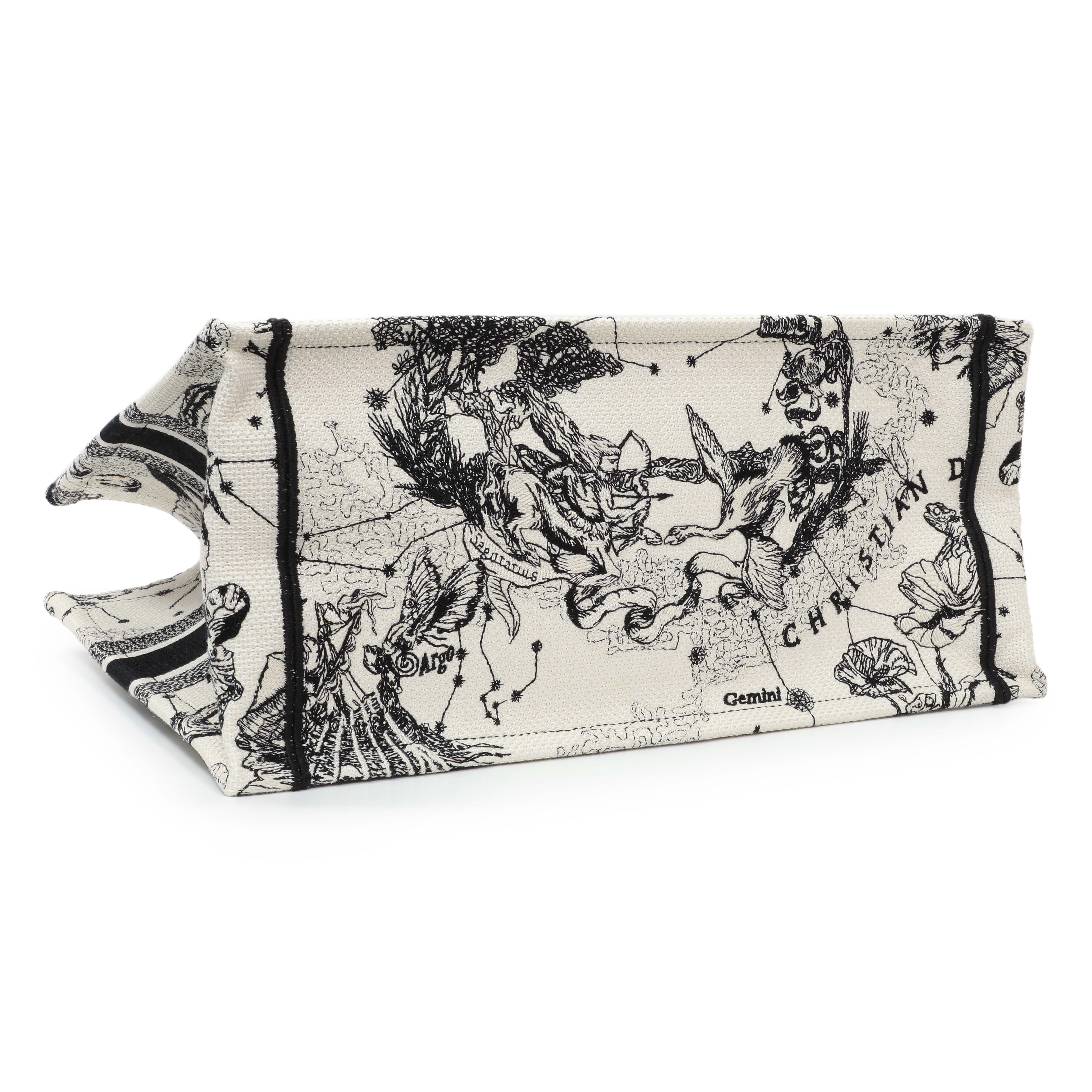 Christian Dior Latte and Black Canvas Embroidered Zodiac Toile de