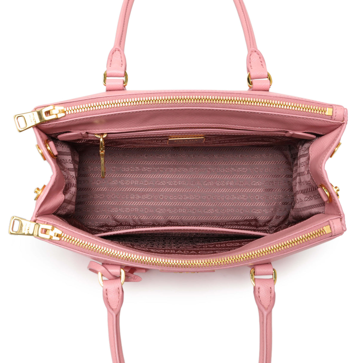 Prada Pink Saffiano Small Galleria Double Zip Tote Handbags Prada