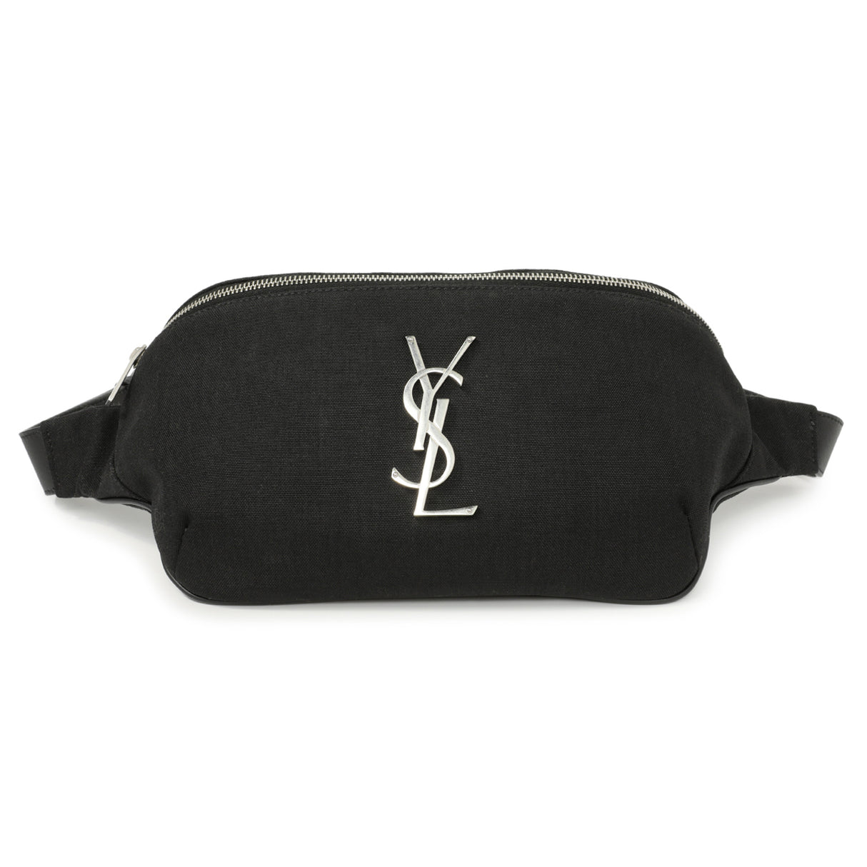 Saint Laurent Black Canvas Cassandre Monogram Belt Bag