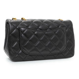 Chanel Black Mini Rectangular Flap Bag with Camellia Adjusting Chain Handbags Chanel