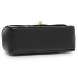 Chanel Black Mini Rectangular Flap Bag with Camellia Adjusting Chain Handbags Chanel