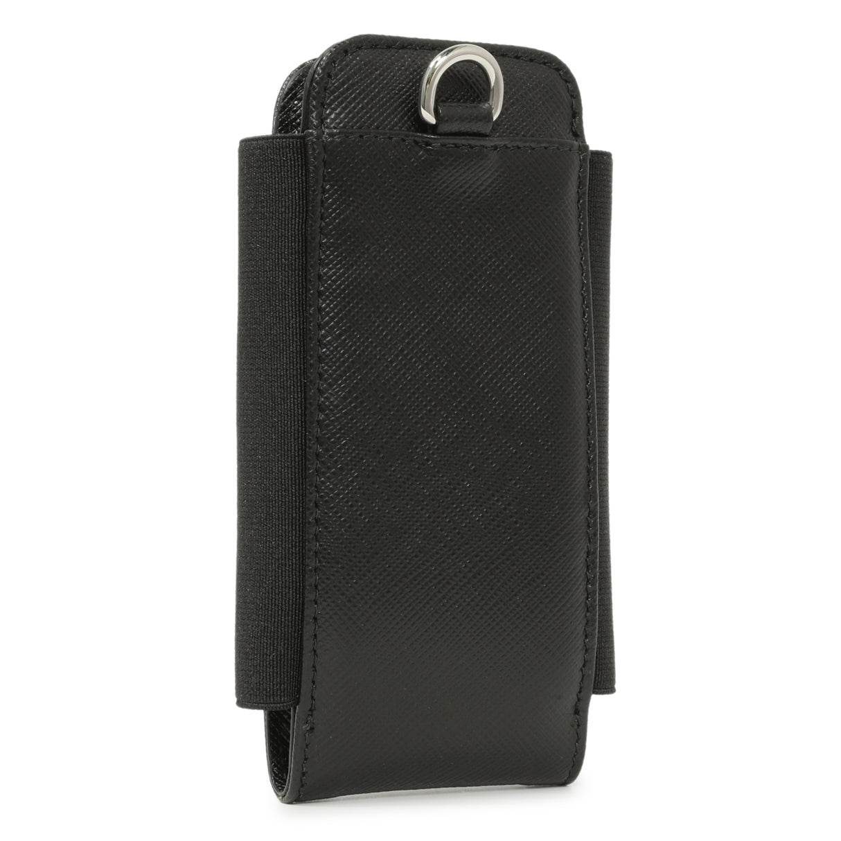 Prada Black Saffiano Triangle Lanyard Phone Case