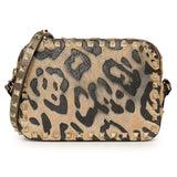 Valentino Calf Hair Leopard Rockstud Camera Crossbody