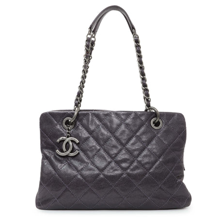 Chanel Purple Iridescent Caviar Quilted Chic Shopping Tote Handbags Chanel