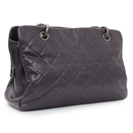 Chanel Purple Iridescent Caviar Quilted Chic Shopping Tote Handbags Chanel