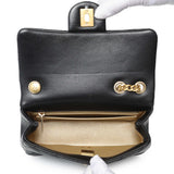Chanel Black Mini Rectangular Flap Bag with Camellia Adjusting Chain Handbags Chanel