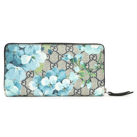 Gucci GG Supreme Monogram Blooms Zip Around Wallet