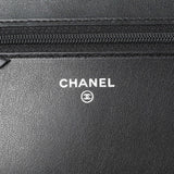 Chanel Black Grained Calfskin Chevron Quilted Boy Wallet On Chain Handbags Chanel