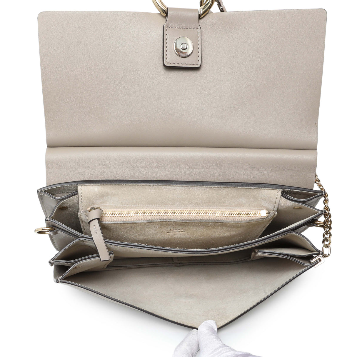Chloe Motty Grey Calfskin Suede Medium Faye Shoulder Bag Handbags Chloe
