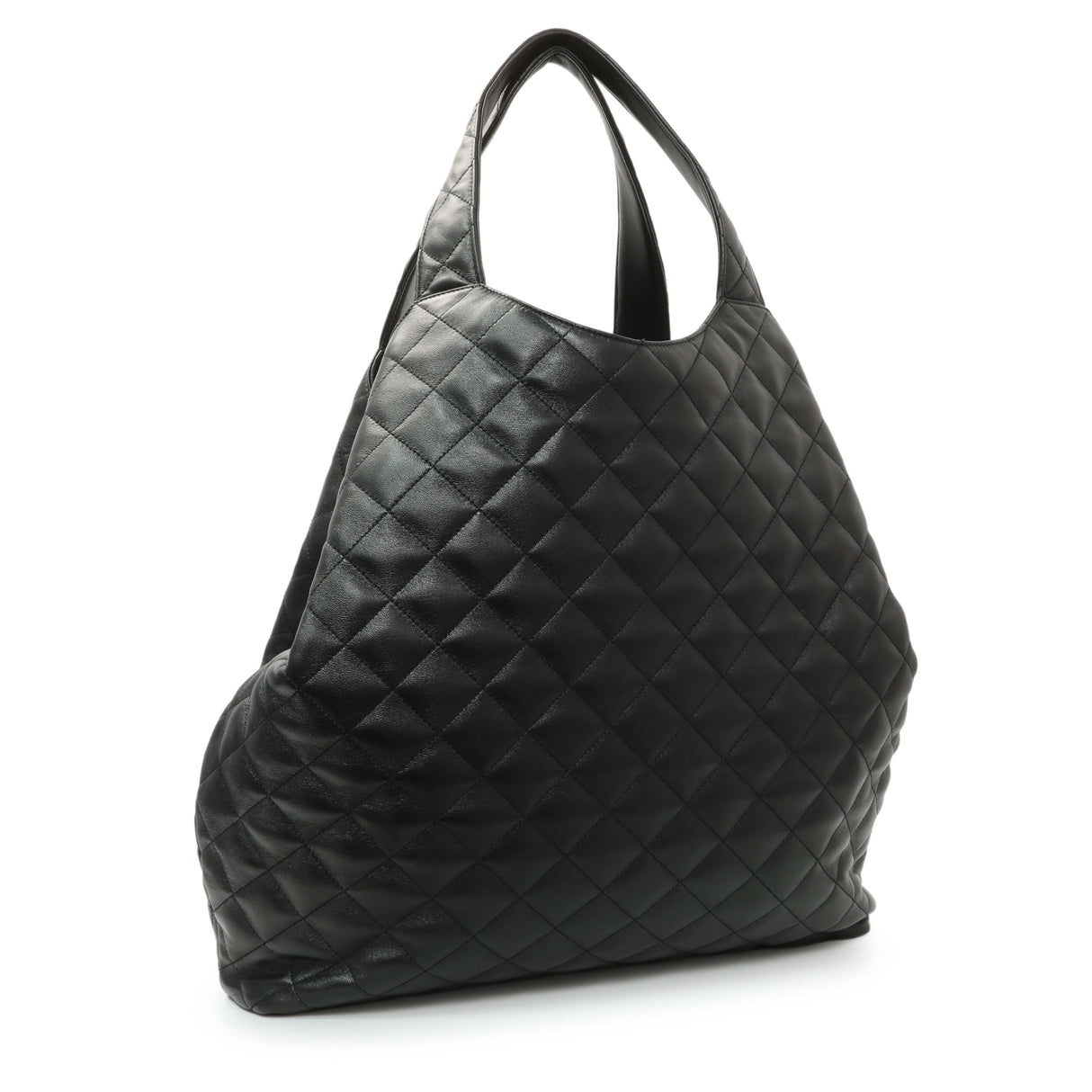 Saint Laurent Black Lambskin Quilted Maxi Icare Shopping Tote Handbags Saint Laurent