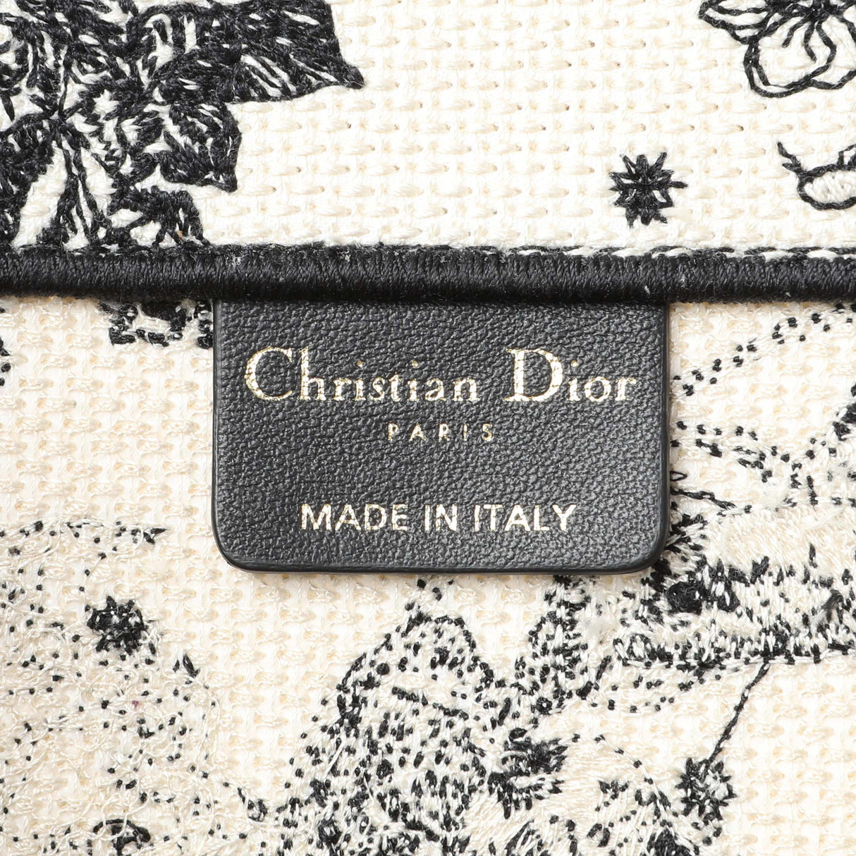 Christian Dior Latte and Black Canvas Embroidered Zodiac Toile de Jouy Medium Book Tote