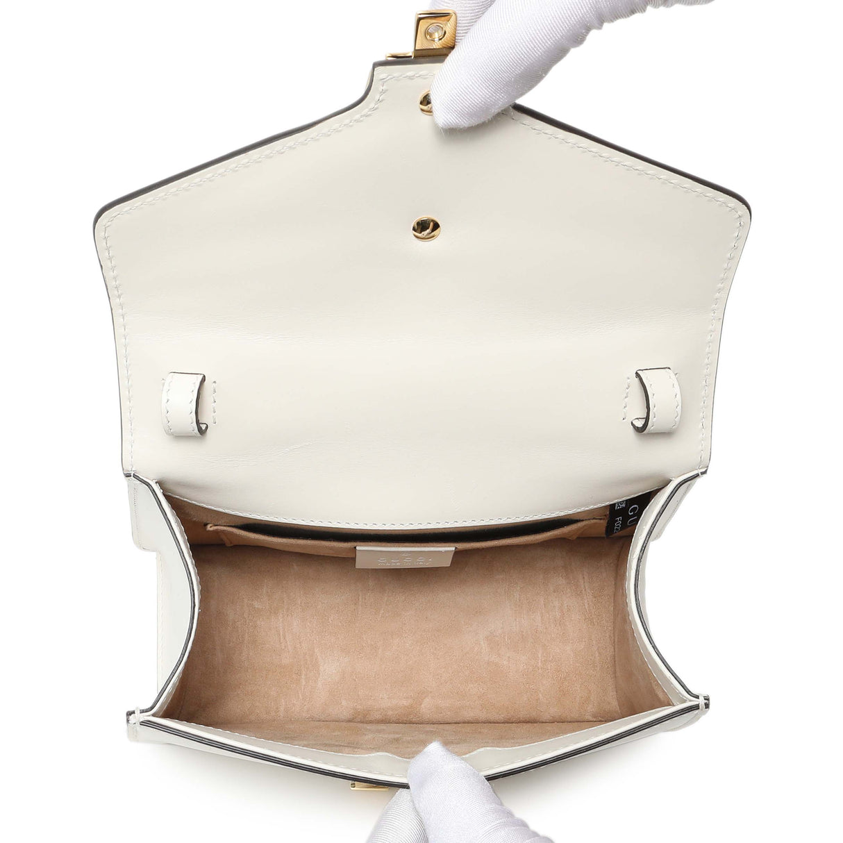 Gucci White Calfskin Mini Sylvie Top Handle Bag Handbags Gucci