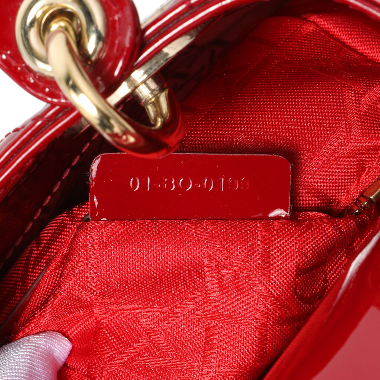 Christian Dior Red Patent Cannage Mini Lady Dior