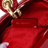 Christian Dior Red Patent Cannage Mini Lady Dior