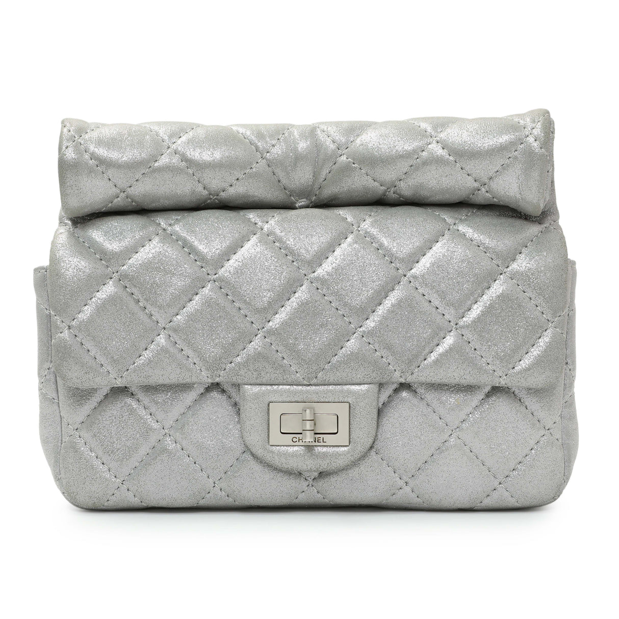 Chanel Silver Iridescent Calfskin Roll Reissue Clutch Handbags Chanel
