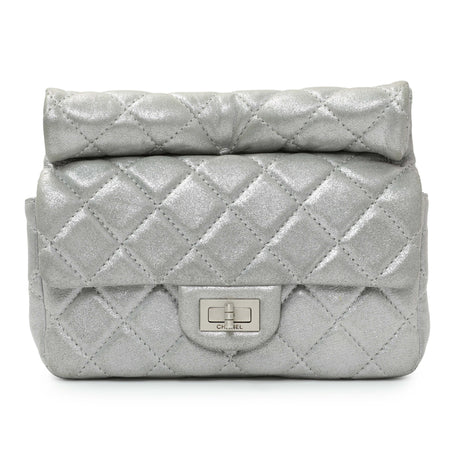 Chanel Silver Iridescent Calfskin Roll Reissue Clutch Handbags Chanel