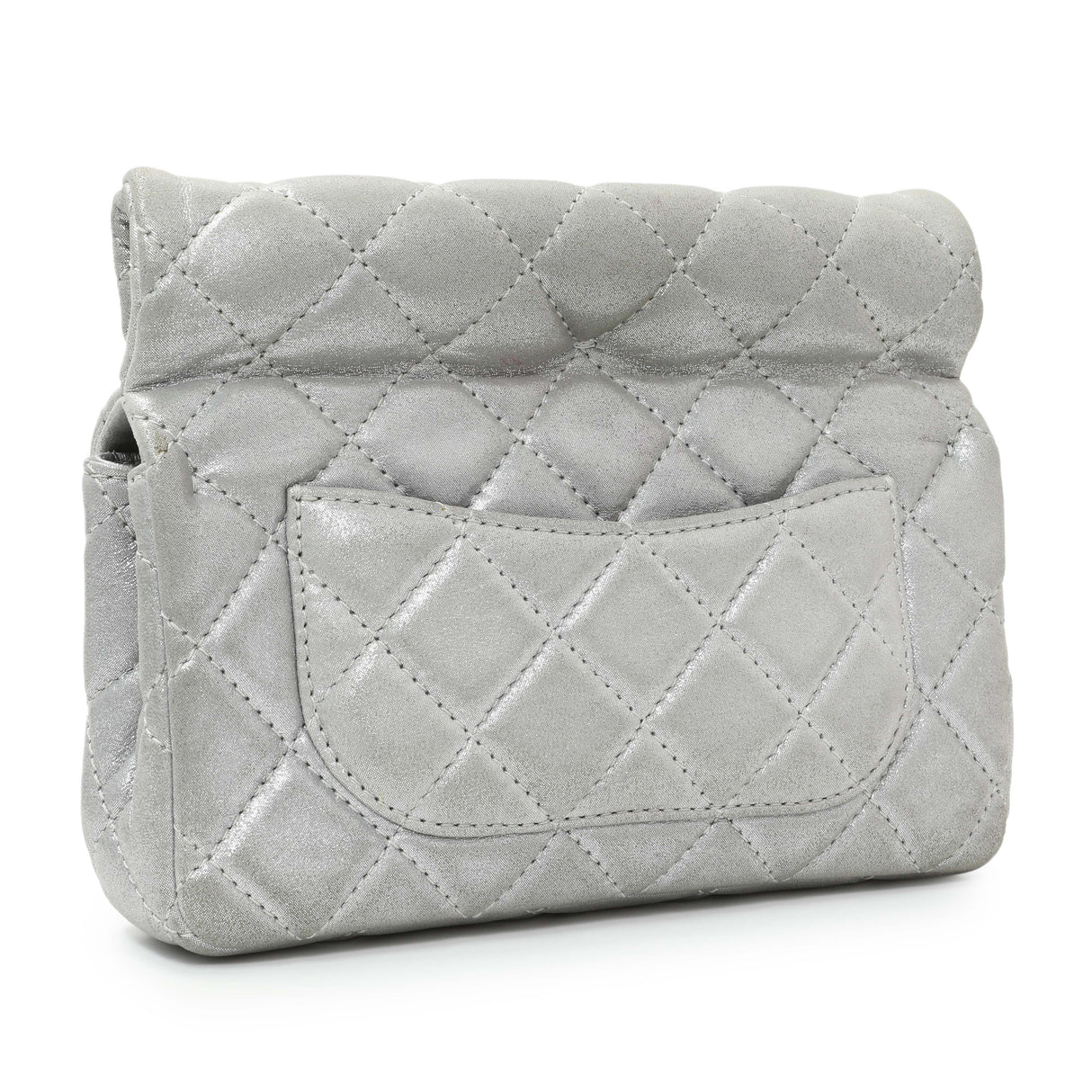 Chanel Silver Iridescent Calfskin Roll Reissue Clutch Handbags Chanel
