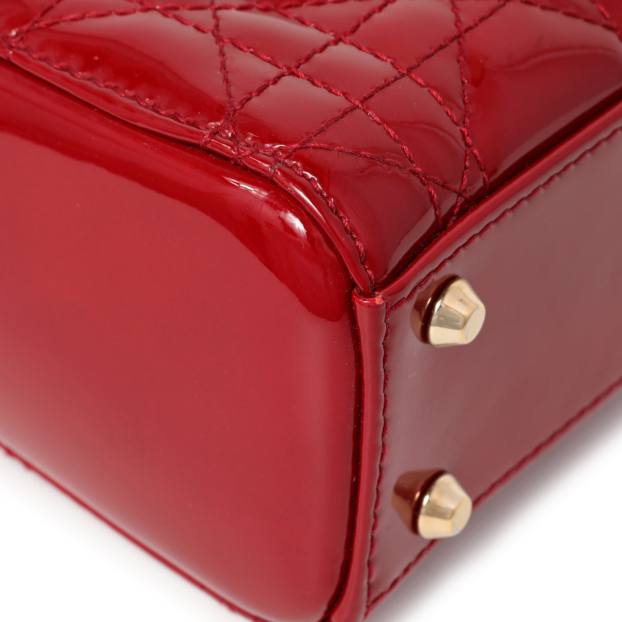 Christian Dior Red Patent Cannage Mini Lady Dior