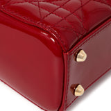 Christian Dior Red Patent Cannage Mini Lady Dior