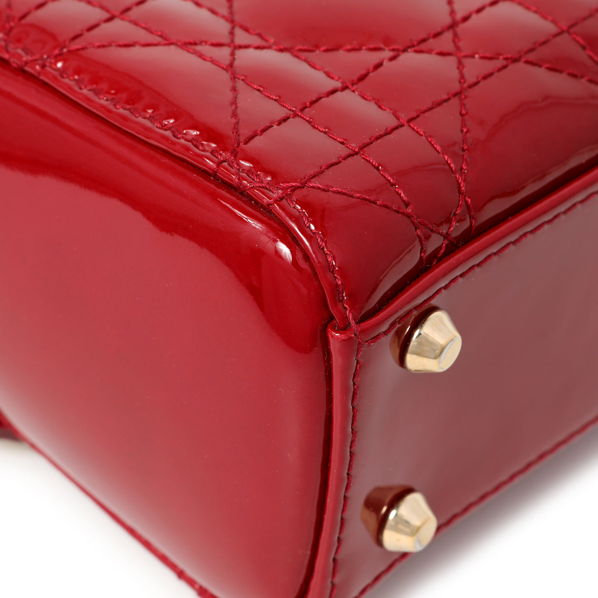 Christian Dior Red Patent Cannage Mini Lady Dior