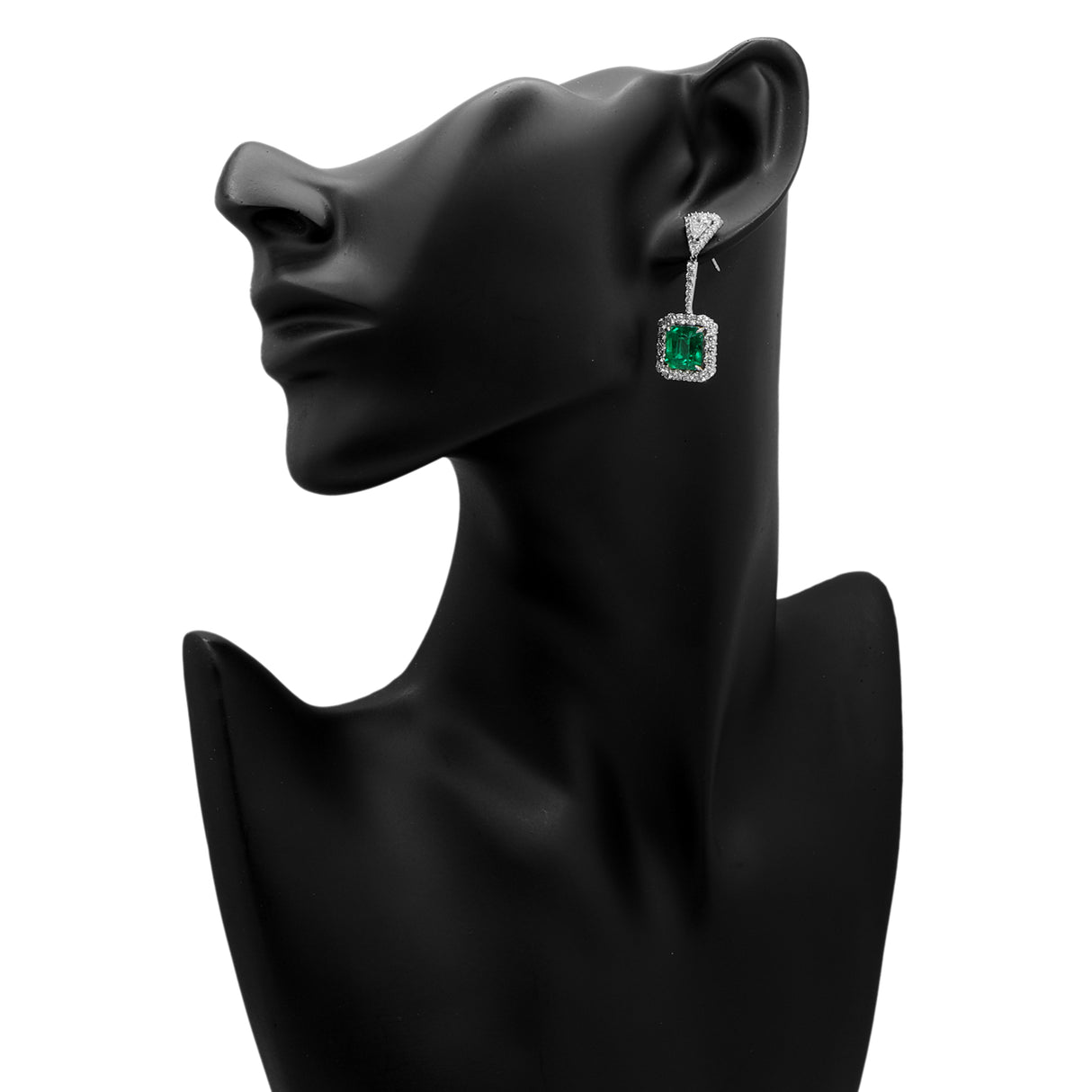 18K White Gold 10.18 Carat Emerald Diamond Earrings