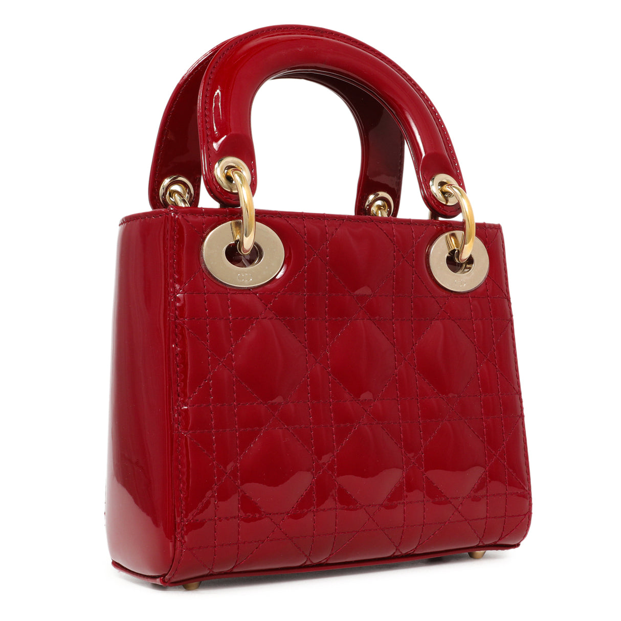 Christian Dior Red Patent Cannage Mini Lady Dior