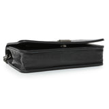 Chanel Black Grained Calfskin Chevron Quilted Boy Wallet On Chain Handbags Chanel