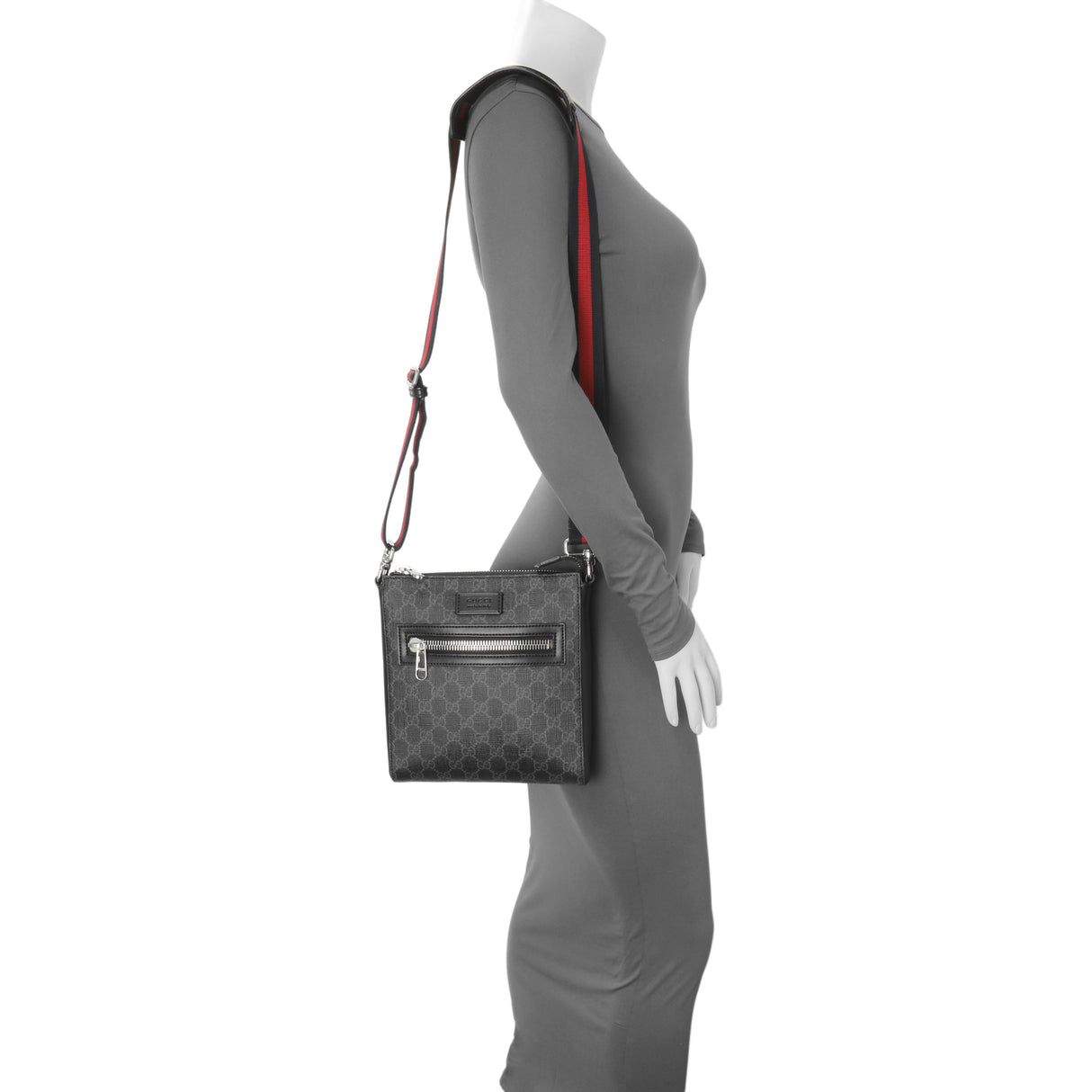 Gucci GG Supreme Monogram Web Small Flat Messenger Bag Gucci