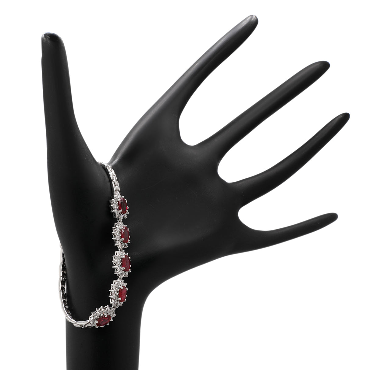 18K White Gold 4.05 Carat Ruby Bracelet