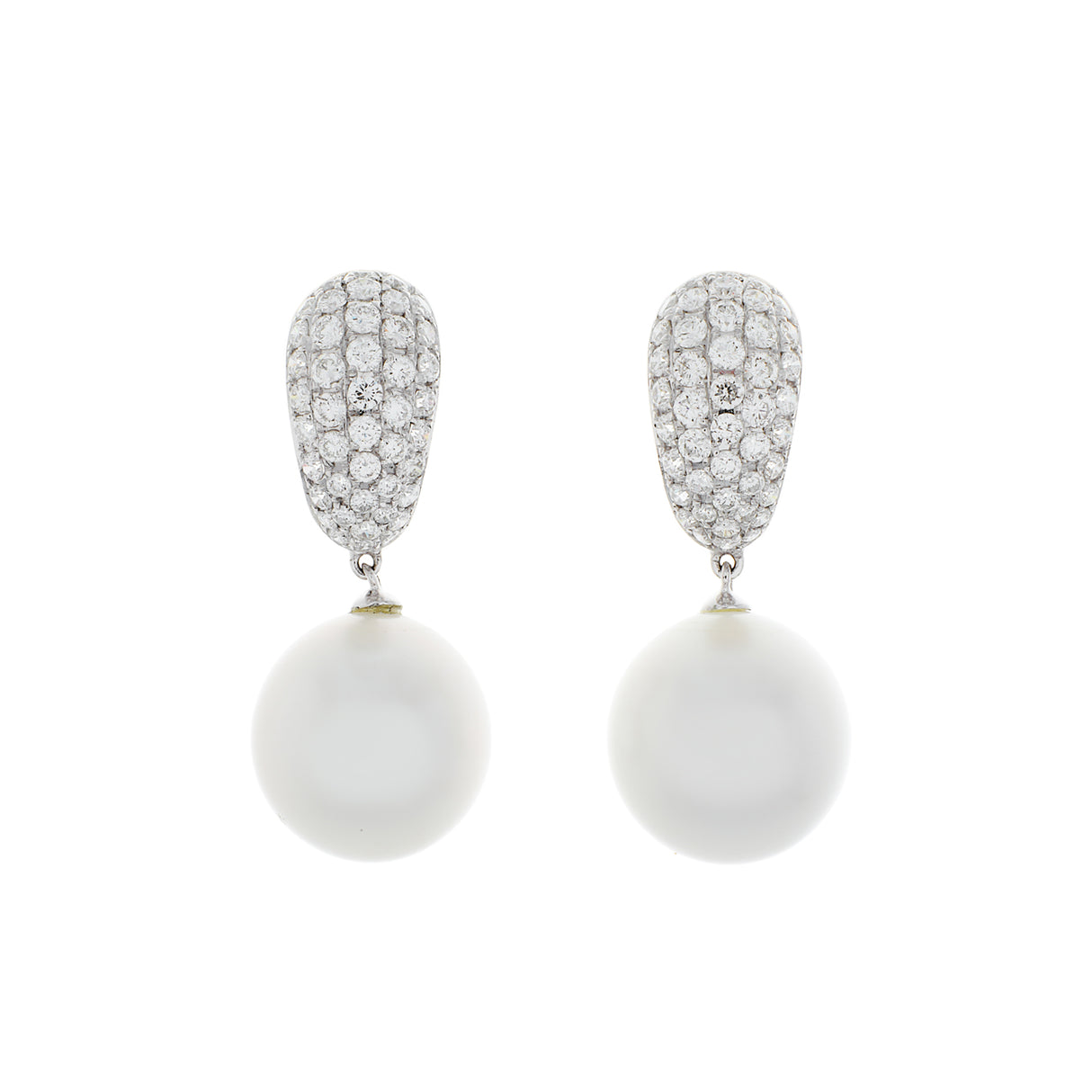 18K White Gold 12.6mm South Sea Pearl Diamond Earrings Fine Jewellery Modaselle