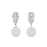 18K White Gold 12.6mm South Sea Pearl Diamond Earrings Fine Jewellery Modaselle