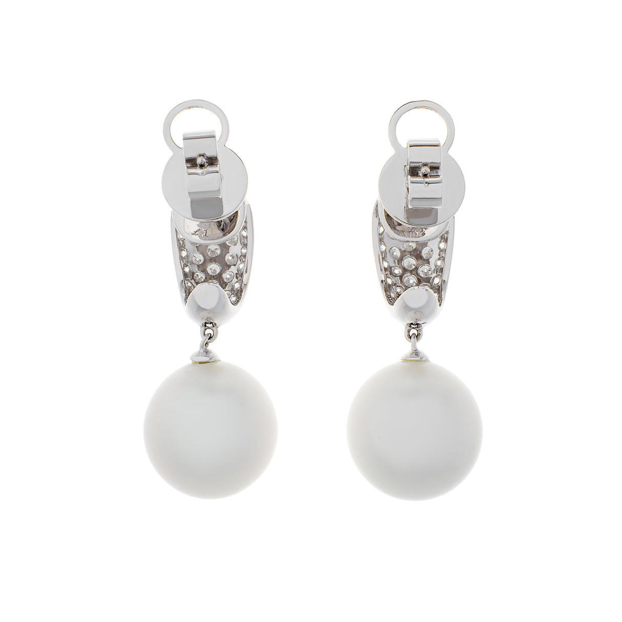 18K White Gold 12.6mm South Sea Pearl Diamond Earrings Fine Jewellery Modaselle