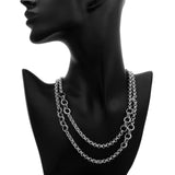 Lagos Sterling Silver Caviar 5-Ring Station Chain Necklace Designer Jewellery Lagos