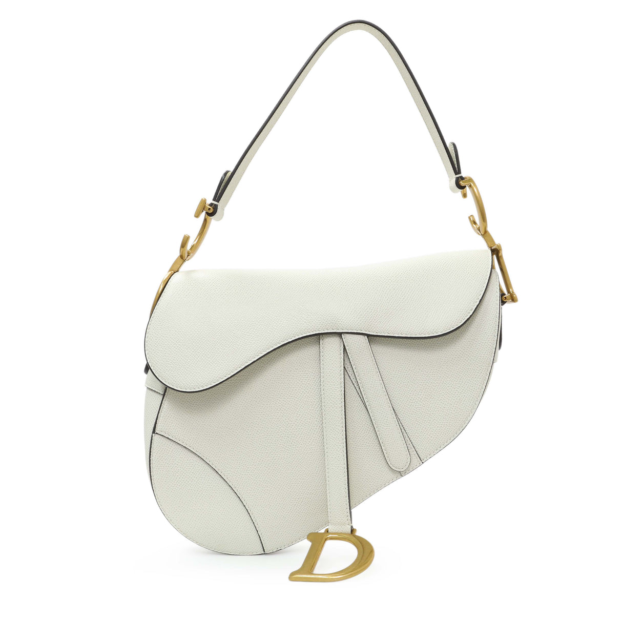 Christian Dior White Grained Calfskin Saddle Bag Handbags Christian Dior