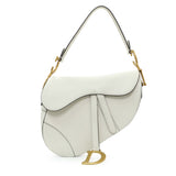 Christian Dior White Grained Calfskin Saddle Bag Handbags Christian Dior