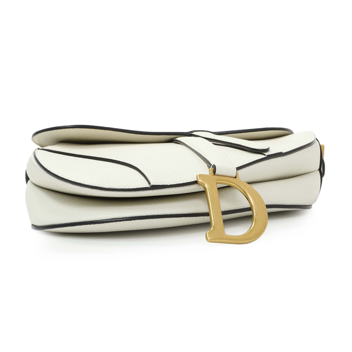 Christian Dior White Grained Calfskin Saddle Bag Handbags Christian Dior