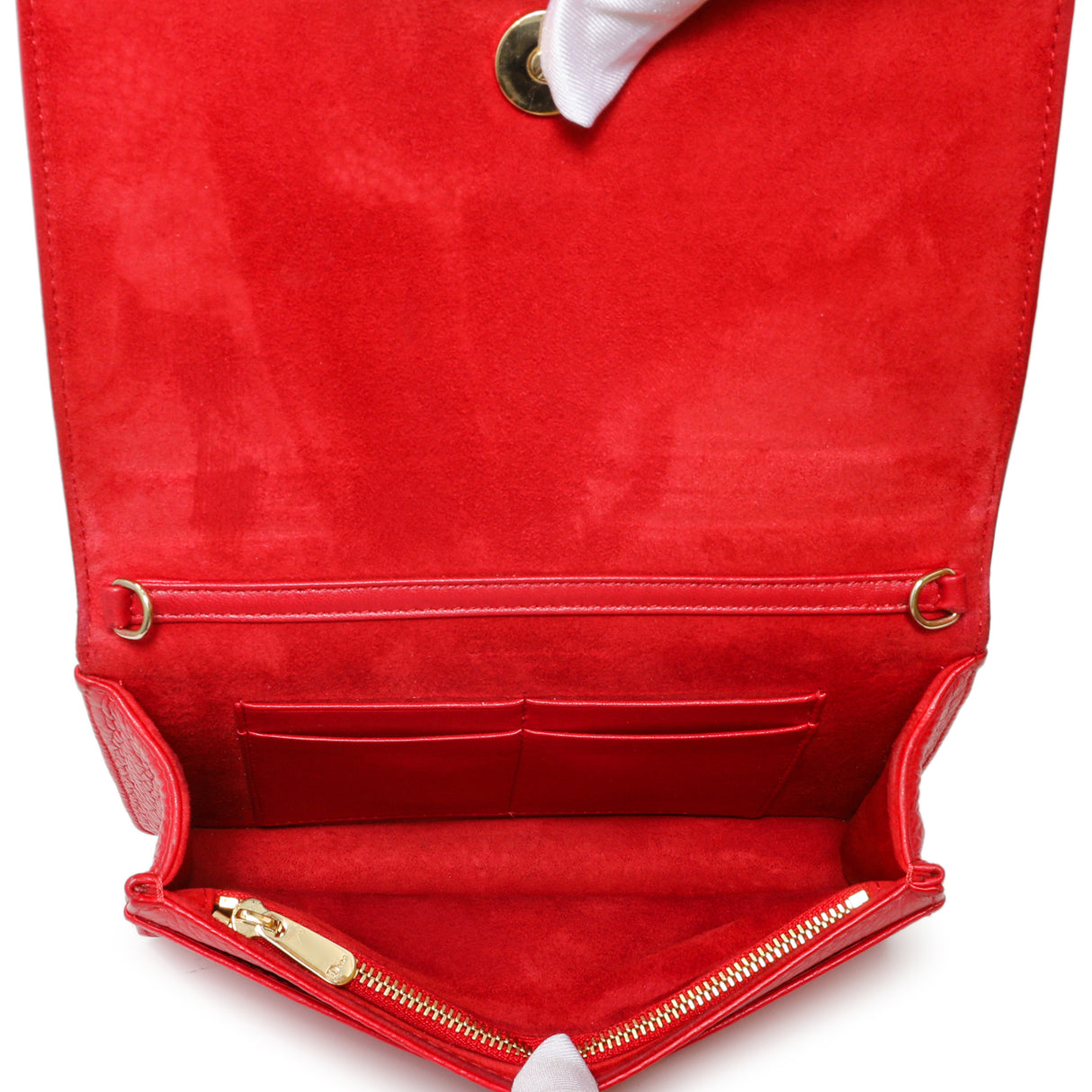 Christian Dior Red Calfskin Diorama Wallet On Chain