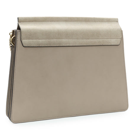 Chloe Motty Grey Calfskin Suede Medium Faye Shoulder Bag