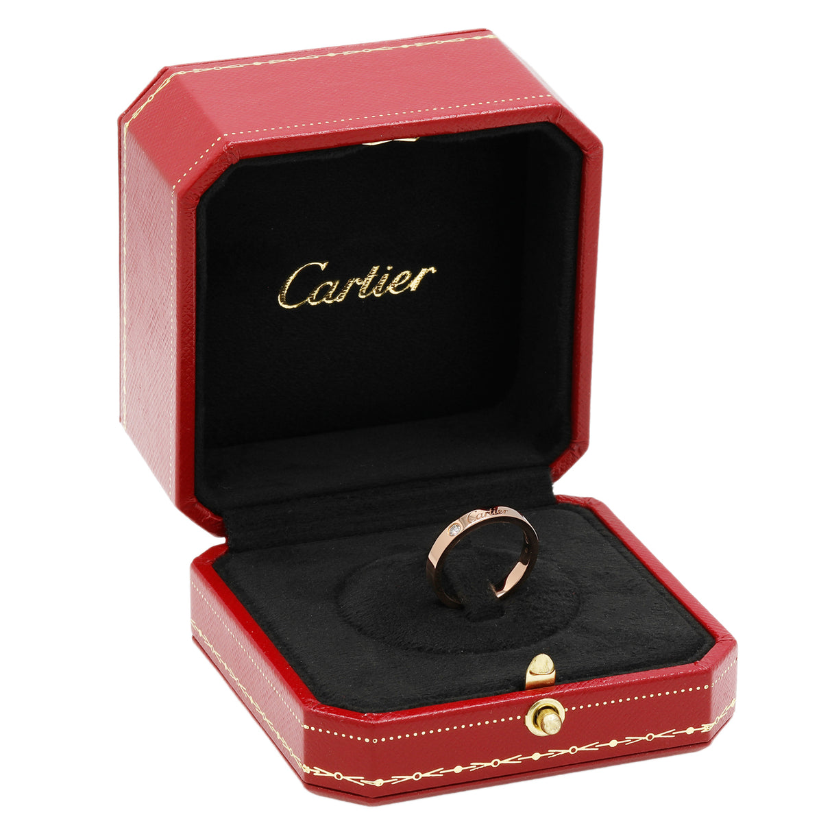 Cartier 18K Rose Gold Diamond C de Cartier Wedding Band Ring Designer Jewellery Cartier