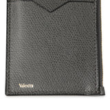 Valextra Grey Calfskin Card Holder With Zip