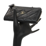 Chanel Black Quilted Lambskin CC Zip Around Card Holder Accessories Chanel