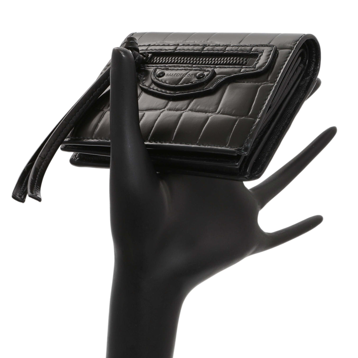 Balenciaga Black Crocodile Embossed Wallet
