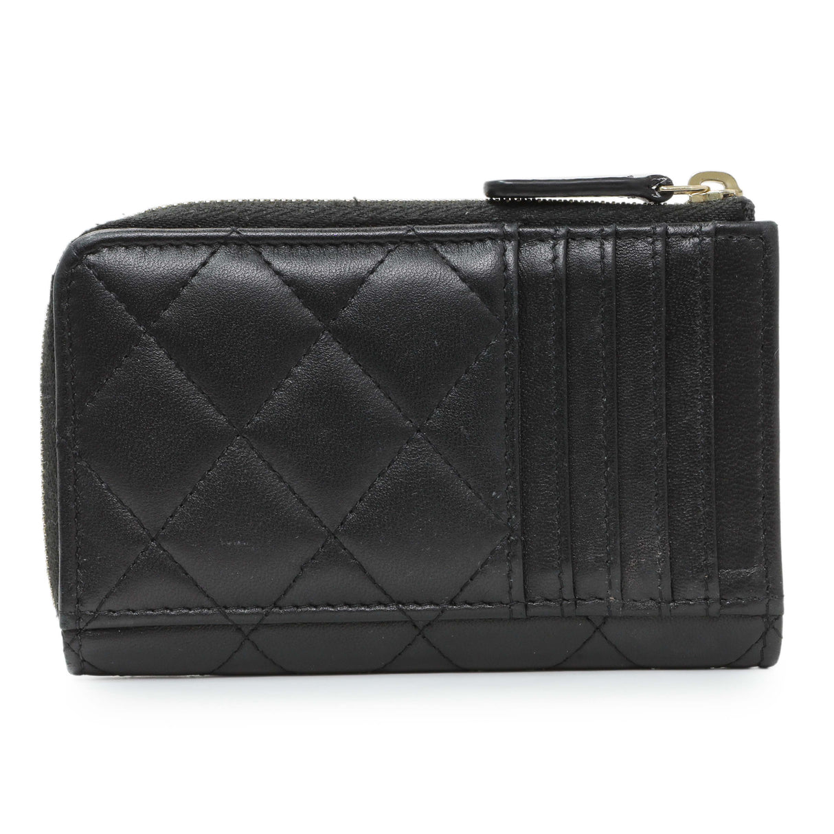 Chanel Black Quilted Lambskin CC Zip Around Card Holder Accessories Chanel