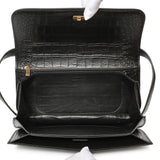 Balenciaga Black Crocodile Embossed Small Gossip Bag