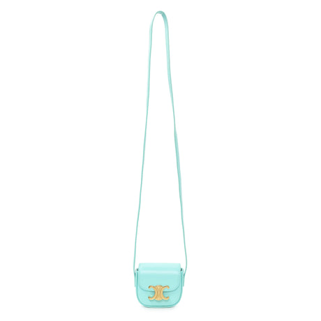 Celine Turquoise Shiny Calfskin Triomphe Airpods Case Accessories Celine